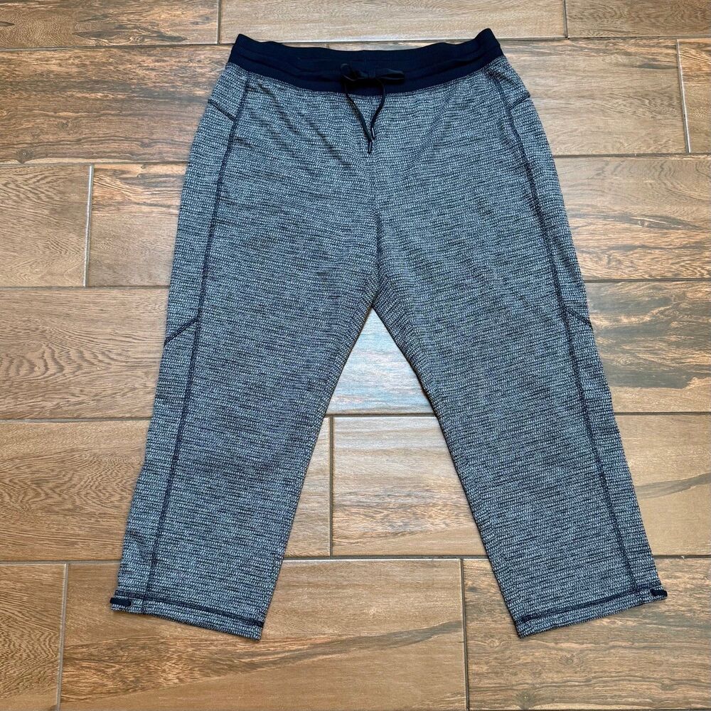 T By Talbots Women' s M Navy Blue Elastic Waist Pull-On Crop Pants Casual